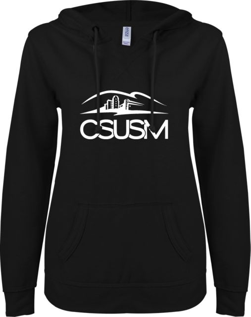 Cal State San Marcos ENZA Ladies V Notch Raw Edge Fleece Hoodie CSUSM with University - ONLINE ONLY