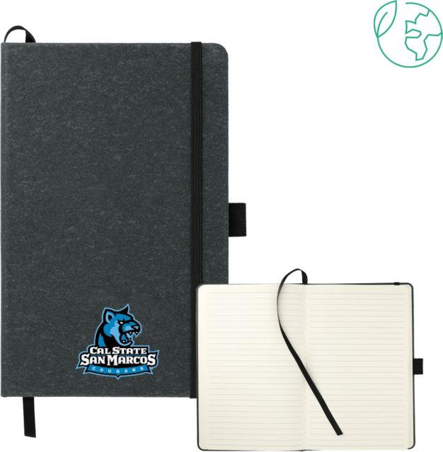 Cal State San Marcos 5.5 x 8.5 FSC Mix Recycled Leather Bound Journal Primary Logo - ONLINE ONLY
