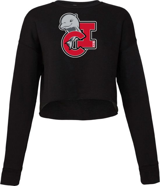 Channel Islands Bella + Canvas Womens Cropped Fleece Crew CSU Channel Islands Primary Mark with Dolphin - ONLINE ONLY