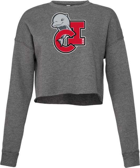 Channel Islands Bella + Canvas Womens Deep Heather Cropped Fleece Crew CSU Channel Islands Primary Mark with Dolphin - ONLINE ONLY