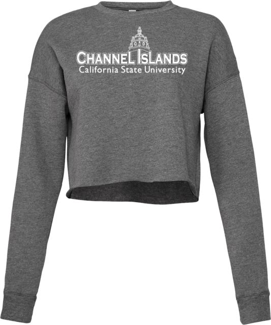 Channel Islands Bella + Canvas Womens Deep Heather Cropped Fleece Crew Channel Islands California State University Institutional Mark - ONLINE ONLY