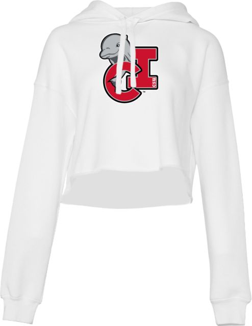 Channel Islands Bella + Canvas Womens Cropped Fleece Hood CSU Channel Islands Primary Mark with Dolphin - ONLINE ONLY