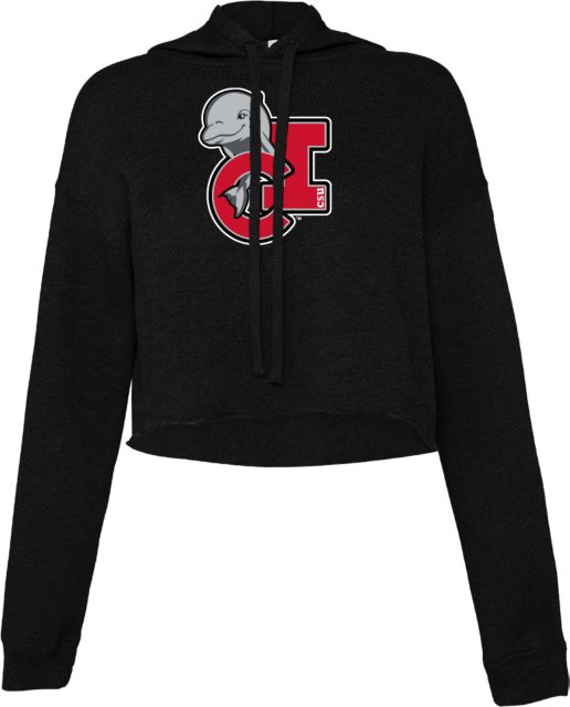 Channel Islands Bella + Canvas Womens Cropped Fleece Hood CSU Channel Islands Primary Mark with Dolphin - ONLINE ONLY