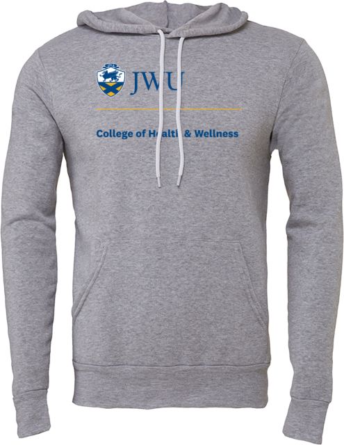 Johnson & Wales Bella + Canvas Fleece Hood JWU College of Health and Wellness Vertical - ONLINE ONLY