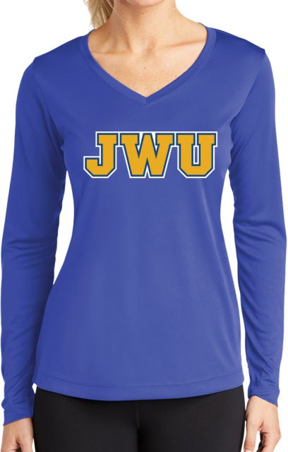 Johnson & Wales Womens Performance Long Sleeve V Neck Shirt JWU - ONLINE ONLY
