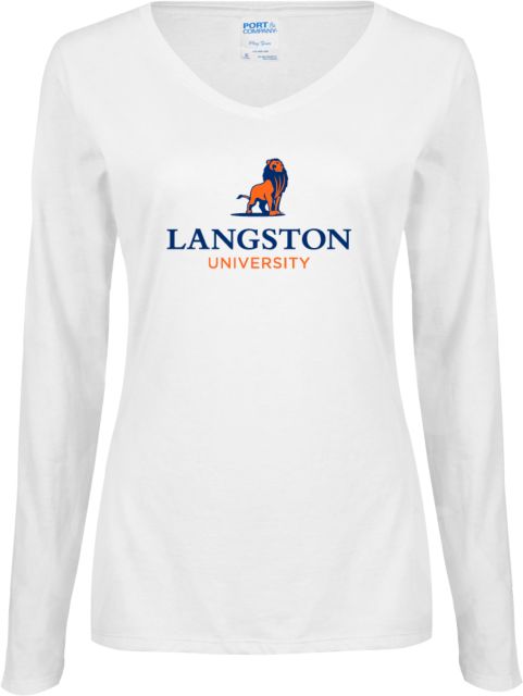 Langston Ladies Long Sleeve V Neck Tee Primary Mark - ONLINE ONLY