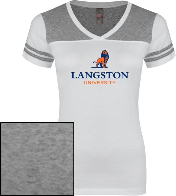 Langston Ladies Juniors Varsity V Neck Tee Primary Mark - ONLINE ONLY