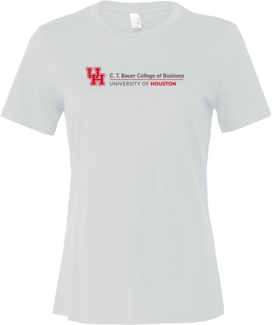 Univ of Houston Bella + Canvas Womens Relaxed Cotton T Shirt C T Bauer College of Business Horizontal - ONLINE ONLY