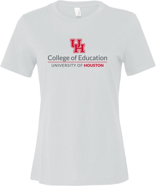 Univ of Houston Bella + Canvas Womens Relaxed Cotton T Shirt College of Education Vertical - ONLINE ONLY