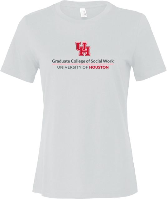 Univ of Houston Bella + Canvas Womens Relaxed Cotton T Shirt Graduate College of Social Work Vertical - ONLINE ONLY