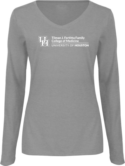 Univ of Houston Womens Long Sleeve V Neck Tee Tillman J Fertitta Family College of Medicine Horizontal - ONLINE ONLY