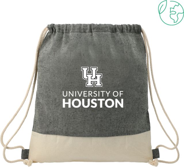 Univ of Houston Split Recycled Cotton Drawstring Bag UH Vertical - ONLINE ONLY