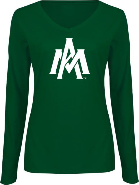 Arkansas Monticello Womens Long Sleeve V Neck Tee  Primary Mark - ONLINE ONLY