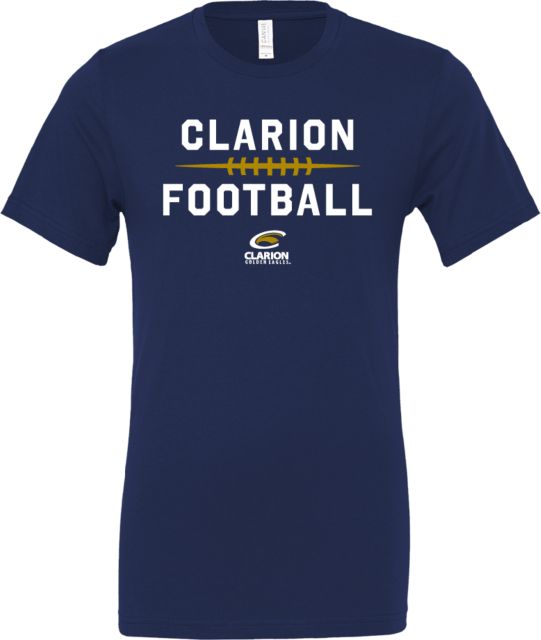 PennWest Clarion Bella + Canvas Jersey Cotton T Shirt Clarion Golden Eagles Football Seam Stacked - ONLINE ONLY
