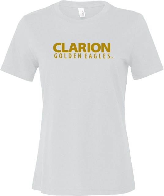PennWest Clarion Bella + Canvas Womens Relaxed Cotton T Shirt Clarion Golden Eagles Wordmark - ONLINE ONLY