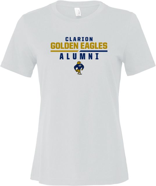 PennWest Clarion Bella + Canvas Womens Relaxed Cotton T Shirt Clarion Golden Eagles Alumni Split Bar - ONLINE ONLY