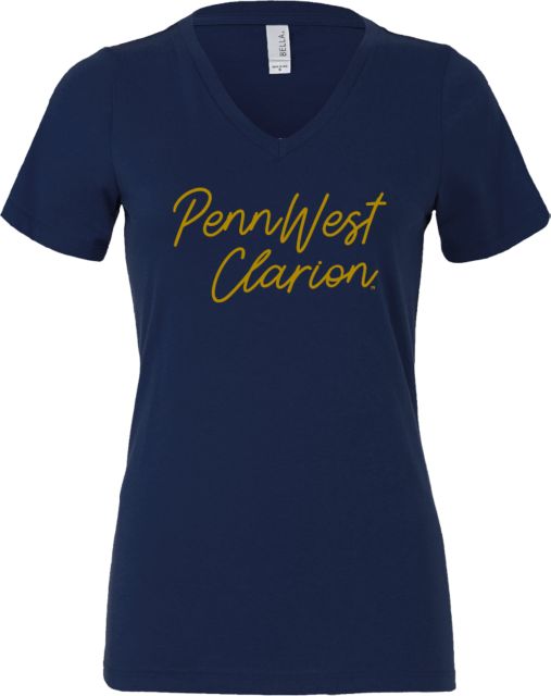 PennWest Clarion Bella + Canvas Womens V Neck Cotton T Shirt PennWest Clarion Script - ONLINE ONLY