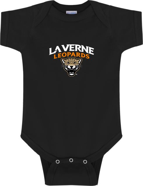 LaVerne Infant Bodysuit University of La Verne  Leopards Arched with Mascot Stacked