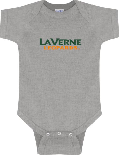 LaVerne Infant Bodysuit University of La Verne  Leopards Wordmark Flat