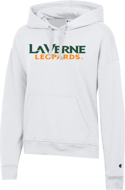 LaVerne Champion Womens Powerblend Pullover Hood University of La Verne  Leopards Wordmark Flat
