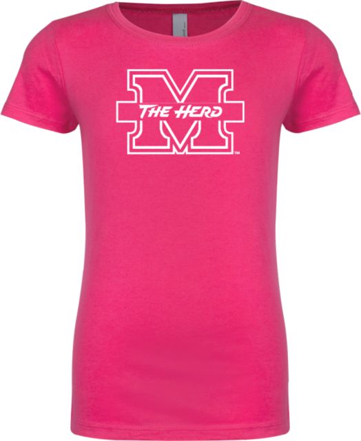 Marshall Next Level Girls Fuchsia Fashion Fit T Shirt Marshall University The Herd Primary Mark - ONLINE ONLY
