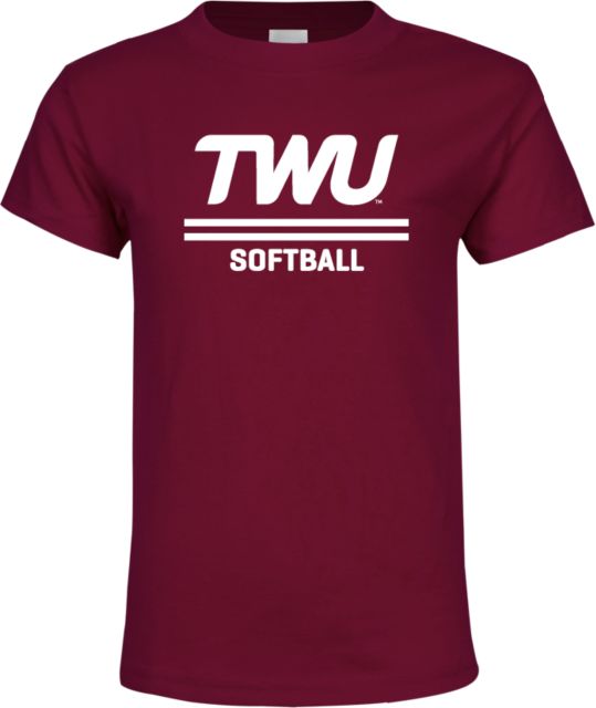 Texas Womans Youth T Shirt Softball TWU Typeface - ONLINE ONLY