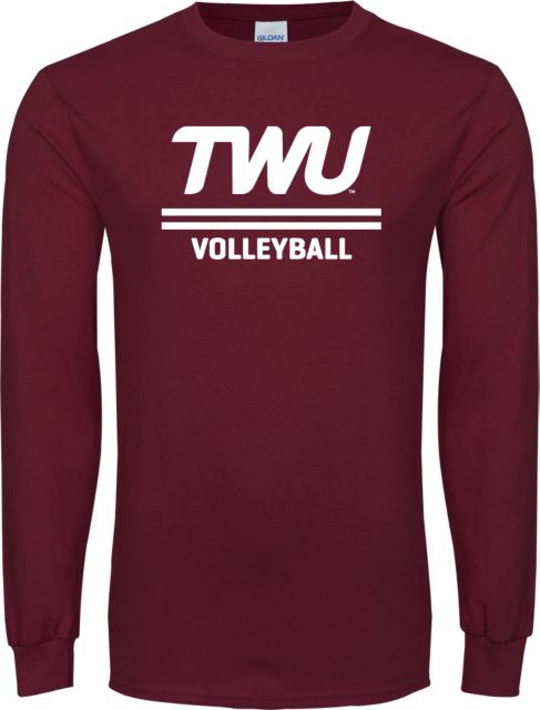 Texas Womans Long Sleeve T Shirt Volleyball TWU Typeface - ONLINE ONLY