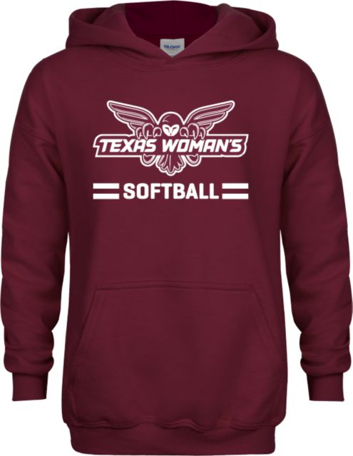 Texas Womans Youth Fleece Hoodie Softball Owl Graphic - ONLINE ONLY