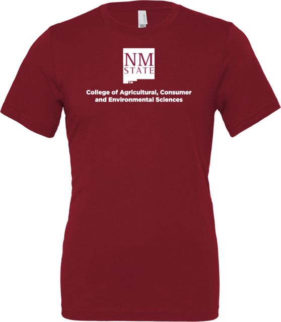 New Mexico State Bella + Canvas Jersey Cotton T Shirt College of Agriculture Consumer and Environmental Sciences - NM State Vertical - ONLINE ONLY