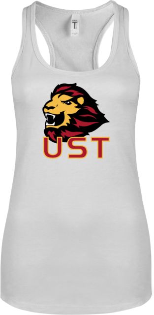 St. Thomas Next Level Racerback Tank White UST Wordmark - ONLINE ONLY