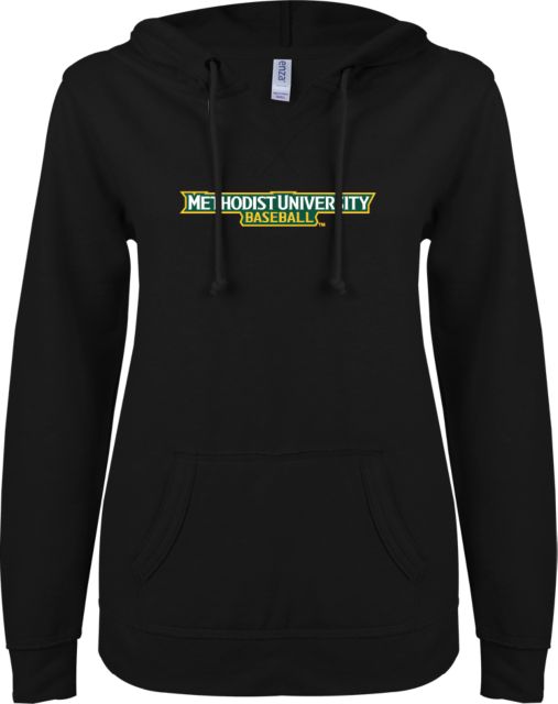 Methodist ENZA Ladies V Notch Raw Edge Fleece Hoodie Baseball - ONLINE ONLY