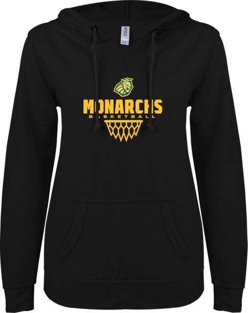 Methodist ENZA Ladies V Notch Raw Edge Fleece Hoodie Basketball - ONLINE ONLY