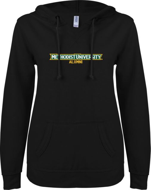 Methodist ENZA Ladies V Notch Raw Edge Fleece Hoodie Alumni - ONLINE ONLY