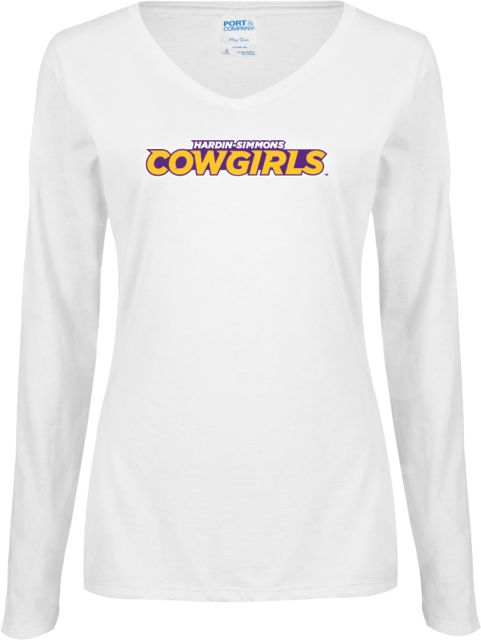 Hardin Simmons Ladies Long Sleeve V Neck Tee Hardin-Simmons Cowgirls - ONLINE ONLY