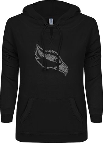 Stockton ENZA Ladies V Notch Raw Edge Fleece Hoodie Osprey Head Soft Glitter - ONLINE ONLY