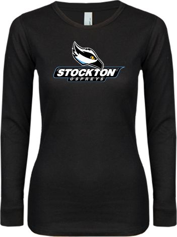 Stockton Ladies Long Sleeve V Neck Tee Official Logo - ONLINE ONLY