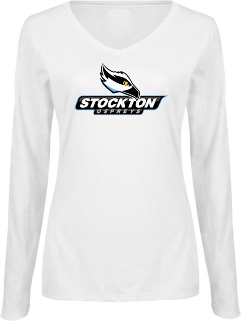 Stockton Ladies Long Sleeve V Neck Tee Official Logo - ONLINE ONLY