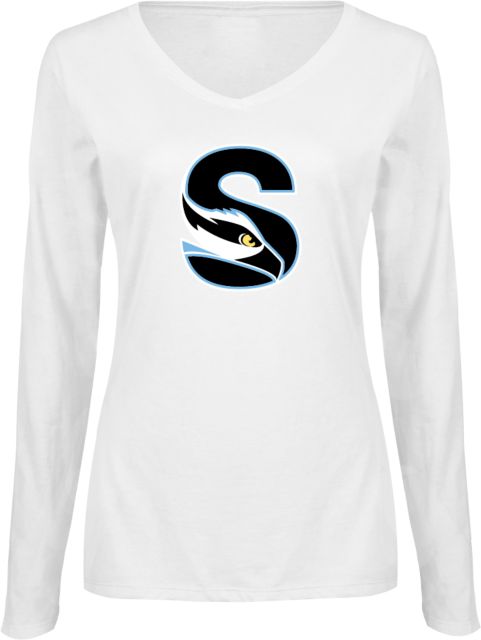 Stockton Ladies Long Sleeve V Neck Tee Secondary Logo - ONLINE ONLY