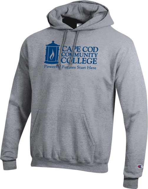 Cape Cod Champion Fleece Hoodie Cape Cod Community College Official Mark with Tagline ONLINE ONLY Cape Cod Community College