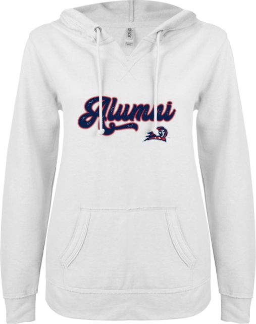 NJIT ENZA Womens V Notch Raw Edge Fleece Hoodie Alumni Script - ONLINE ONLY