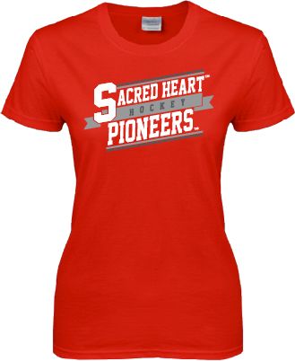 Sacred Heart Ladies T Shirt Sacred Heart Hockey Slanted w/ Banner - ONLINE ONLY