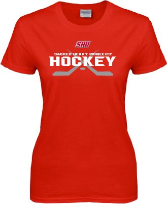 Sacred Heart Ladies T Shirt SHU Hockey Crossed Sticks - ONLINE ONLY