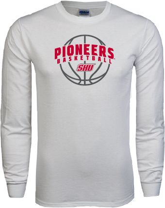 Sacred Heart Long Sleeve T Shirt Pioneers Basketball Arched w/ Ball - ONLINE ONLY