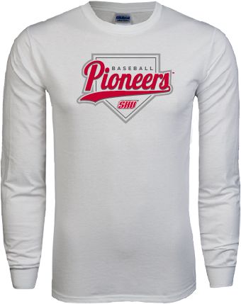 Sacred Heart Long Sleeve T Shirt Pioneers Baseball Script w/ Plate - ONLINE ONLY