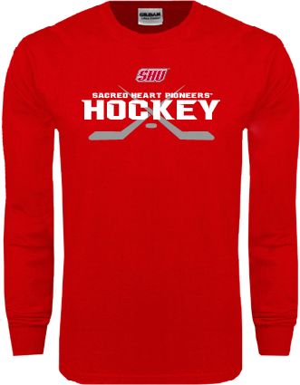 Sacred Heart Long Sleeve T Shirt SHU Hockey Crossed Sticks - ONLINE ONLY