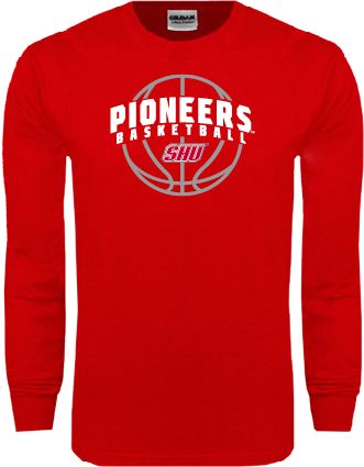 Sacred Heart Long Sleeve T Shirt Pioneers Basketball Arched w/ Ball - ONLINE ONLY