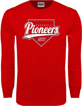 Sacred Heart Long Sleeve T Shirt Pioneers Baseball Script w/ Plate - ONLINE ONLY