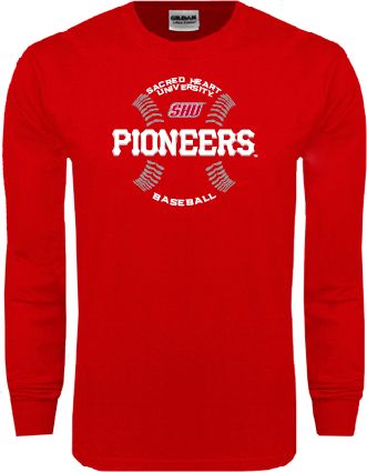 Sacred Heart Long Sleeve T Shirt Pioneers Baseball Seams - ONLINE ONLY