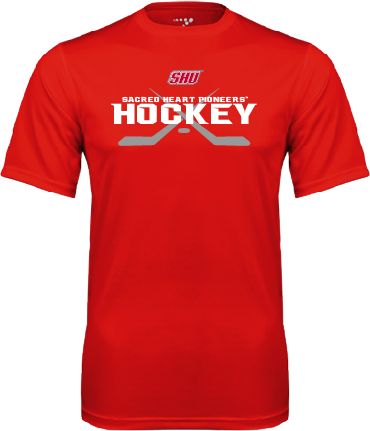 Sacred Heart Performance Tee SHU Hockey Crossed Sticks - ONLINE ONLY