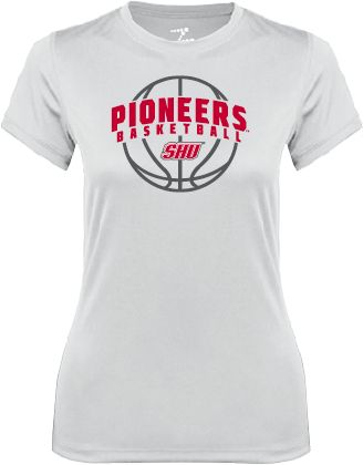 Sacred Heart Ladies Syntrel Performance Tee Pioneers Basketball Arched w/ Ball - ONLINE ONLY